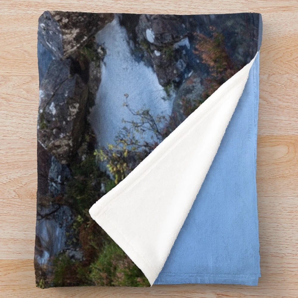 Buachaille Etive Mòr Waterfalls in Glencoe, Scotland on a plush blanket