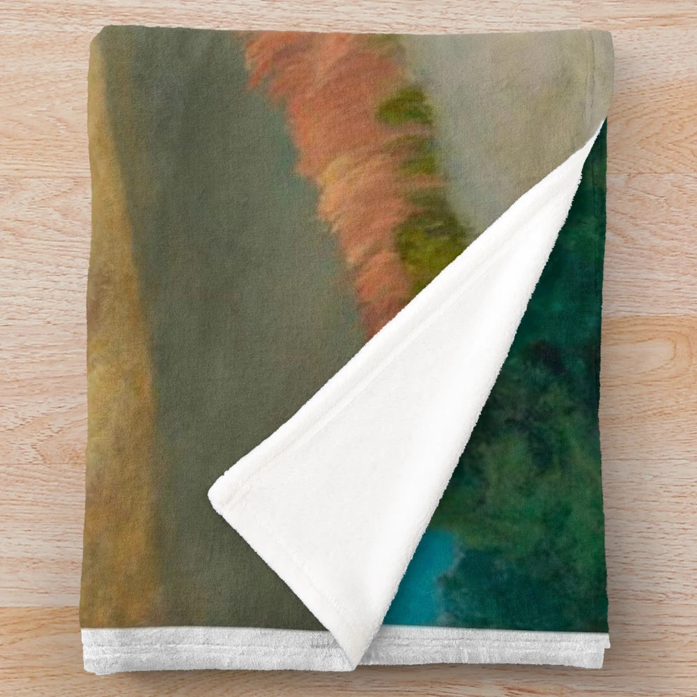 Plush blanket with Edward Hopper's "Gas" painting, featuring a gas station at night