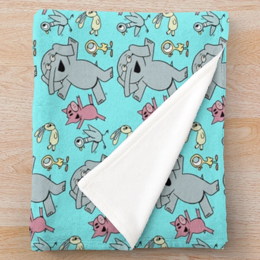 Elephant and Piggie Dancing Plush Blanket for Kids