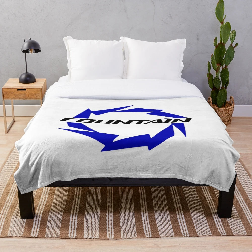 Plush blanket showcasing Fountain powerboats and boats