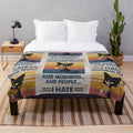 Plush blanket with a funny cat meme design