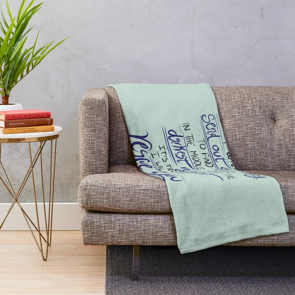 Plush blanket with "I Will Rescue You" lyrics by Lauren Daigle