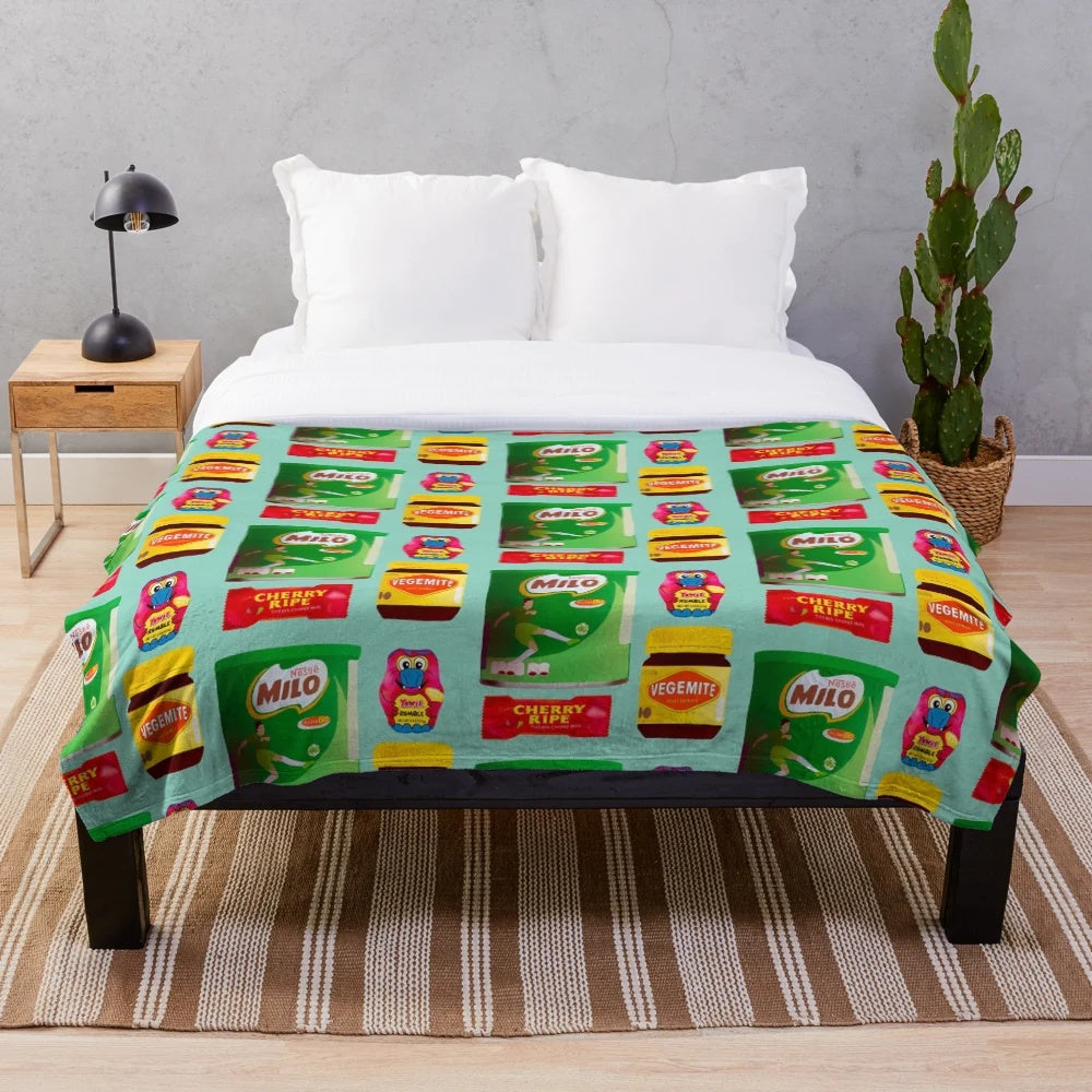 Australian snacks-themed plush blanket