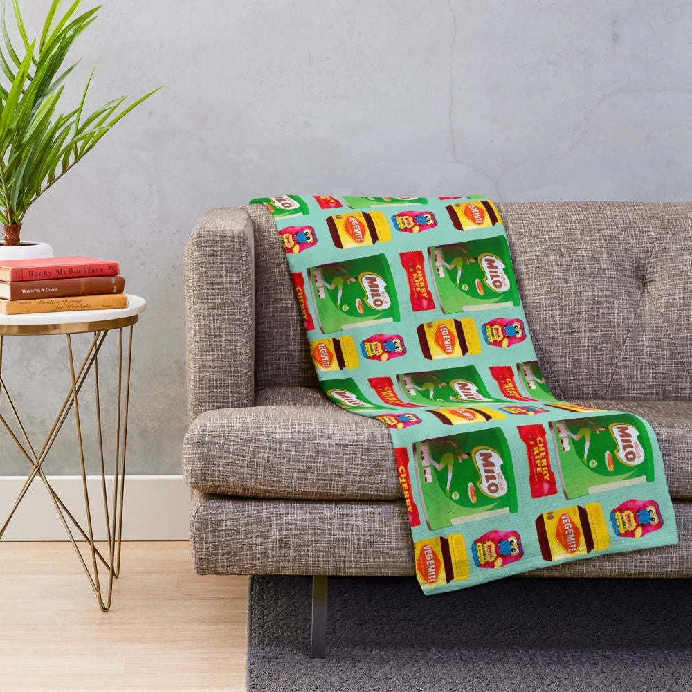Australian snacks-themed plush blanket