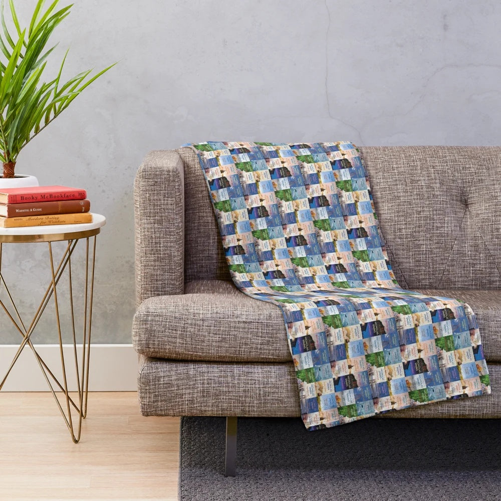 Plush blanket with book covers by bestselling author Nicholas Sparks