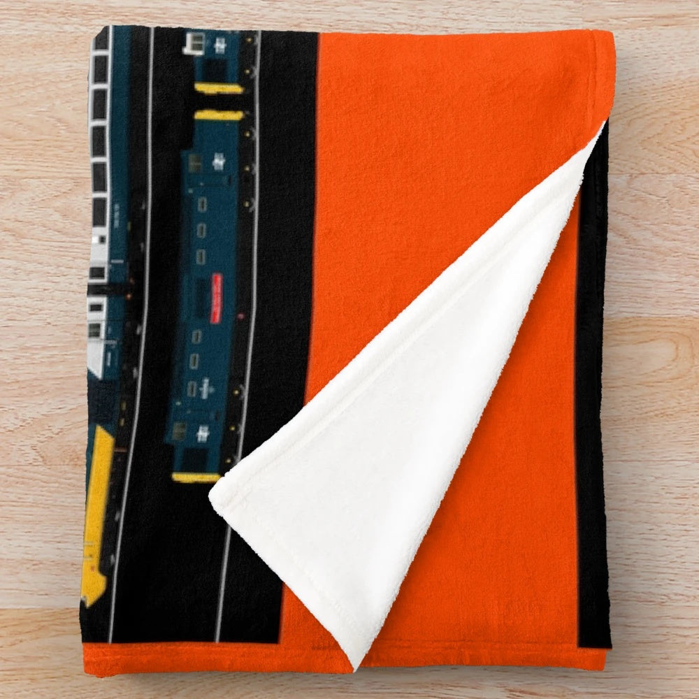 Plush Blanket Showcasing Vintage British Rail Locomotives and Trains