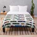 Plush blanket with iconic British steam trains design