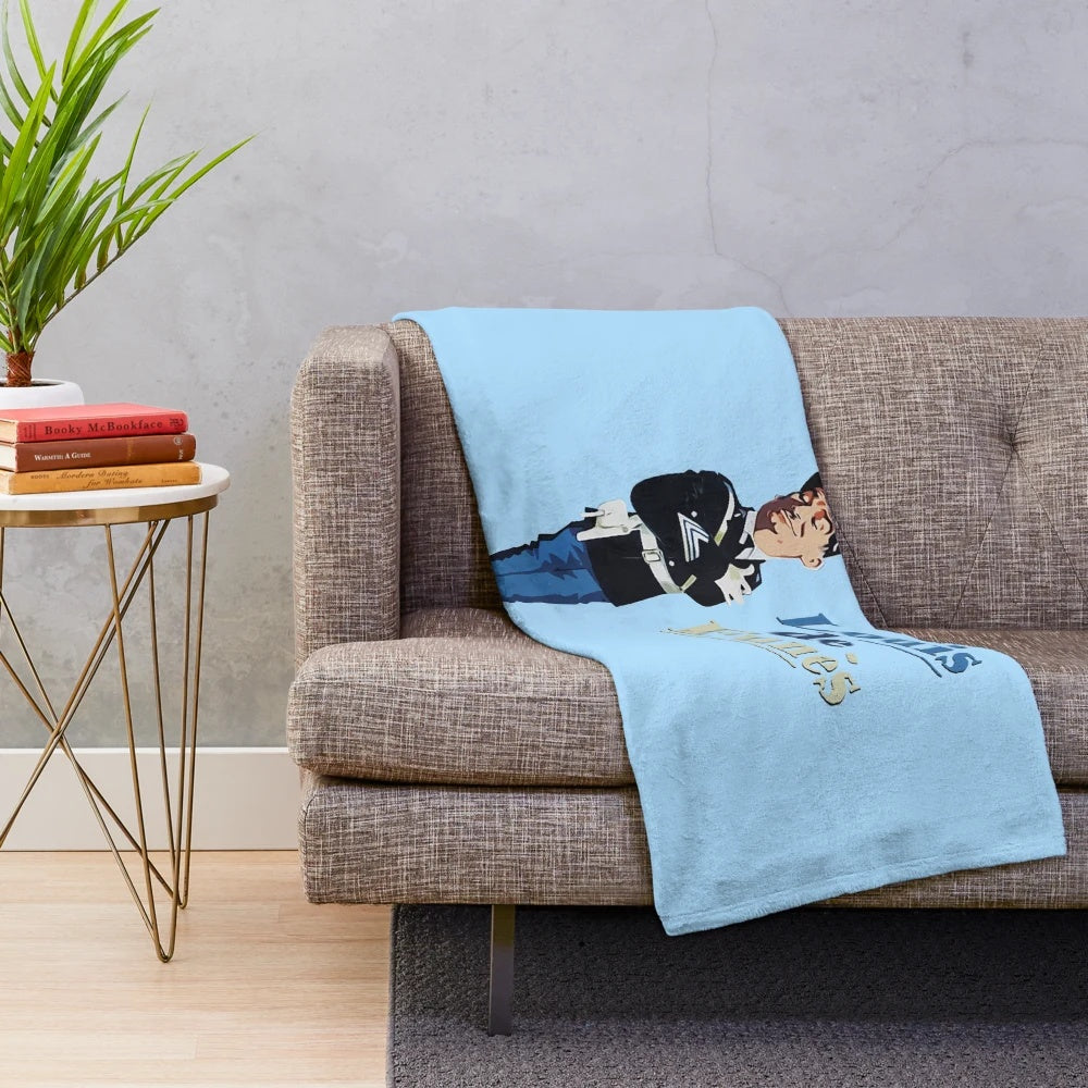 Plush blanket showcasing the beloved French actor Louis de Funès