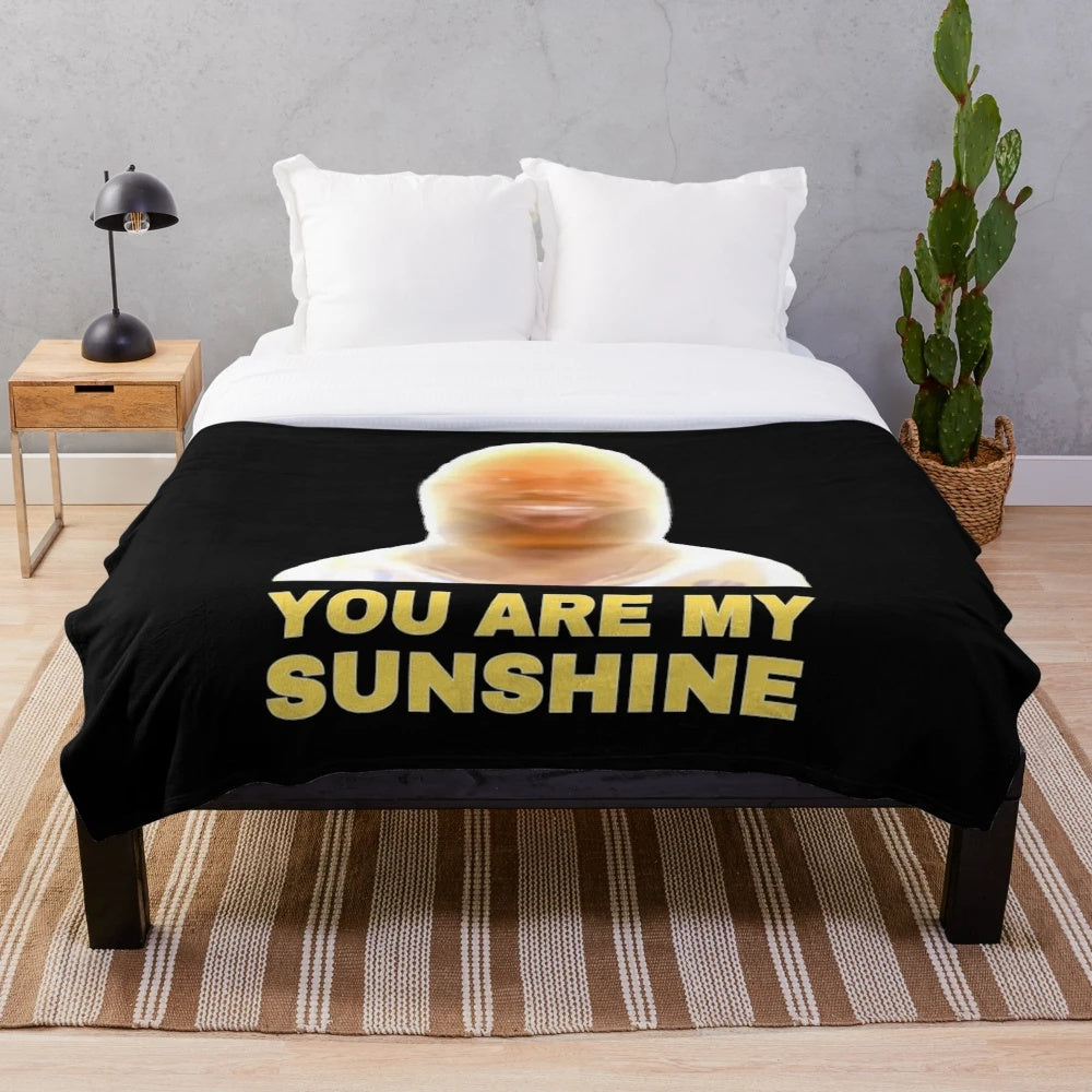 Plush blanket with LeBron James "You Are My Sunshine" meme design
