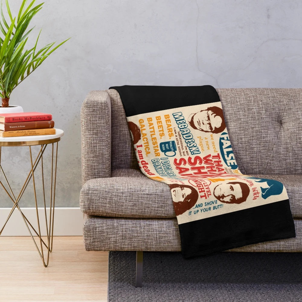Plush blanket with quotes from the popular TV series The Office