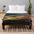 Brown trout plush blanket for fishing enthusiasts