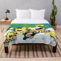 Plush blanket with Marsupilami and family characters