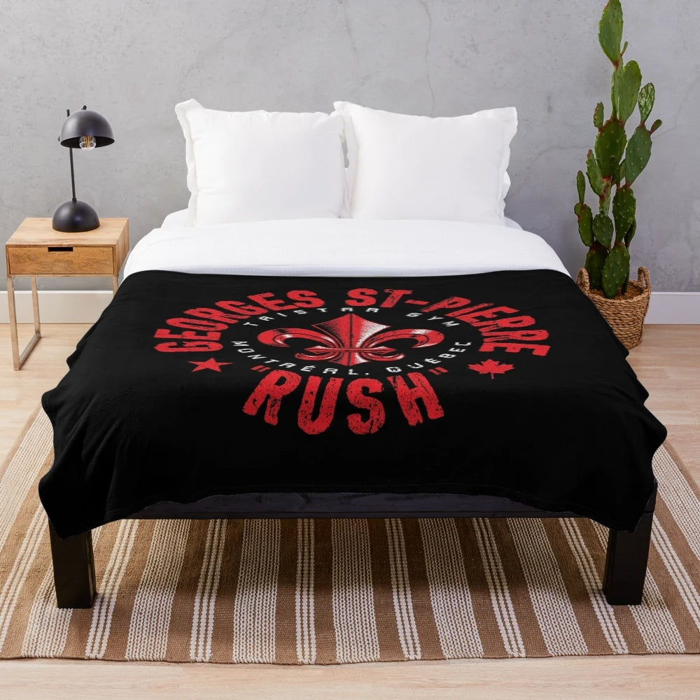 Plush blanket with image of MMA fighter Georges St-Pierre