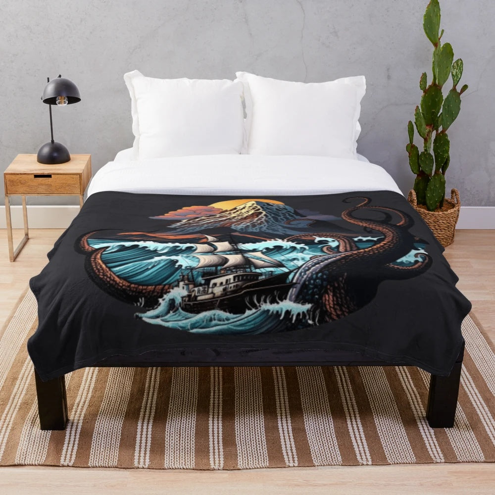 Plush blanket with enchanting mythical sea creatures design