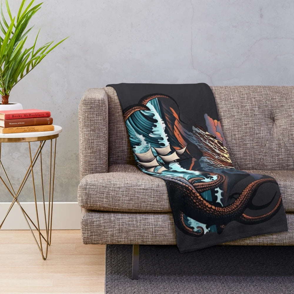 Plush blanket with enchanting mythical sea creatures design