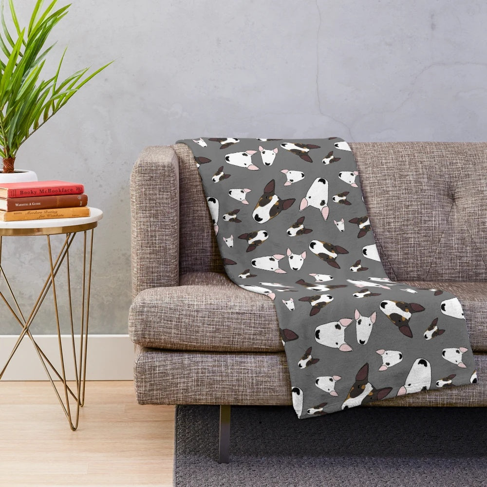 Plush blanket with image of two bull terriers