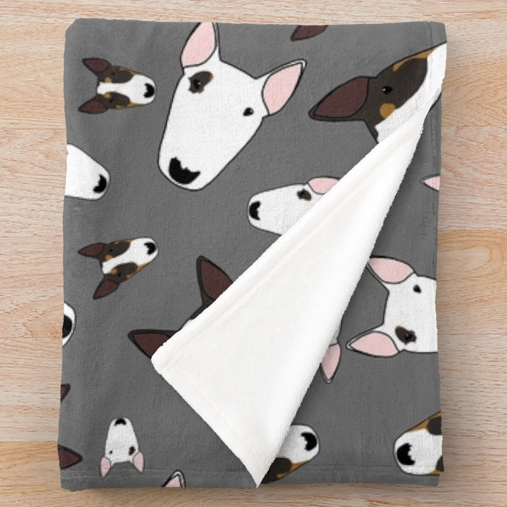 Plush blanket with image of two bull terriers