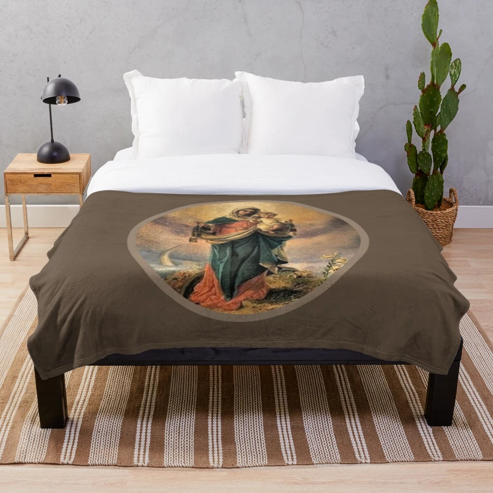 Plush blanket with image of Our Lady of Mount Carmel