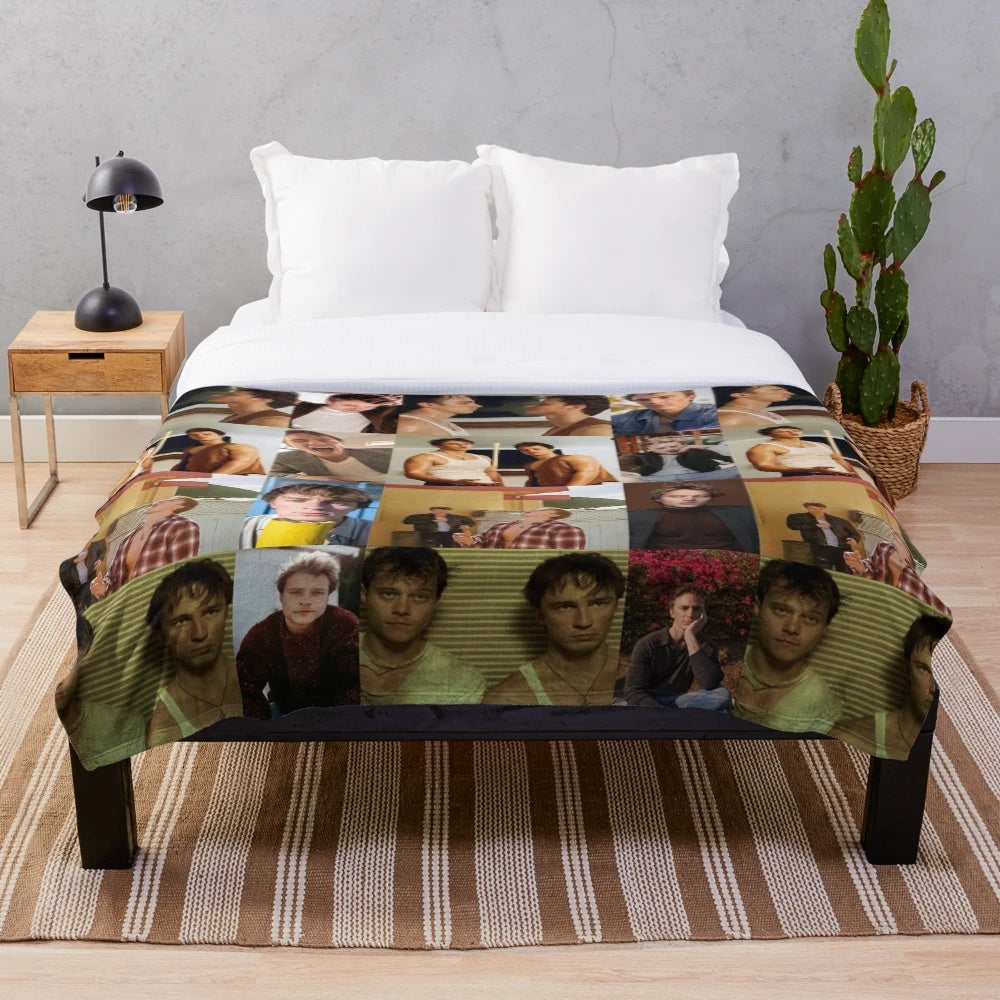 Plush blanket with images of Rudy Pankow and Drew Starkey