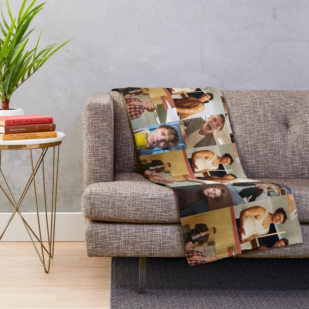 Plush blanket with images of Rudy Pankow and Drew Starkey