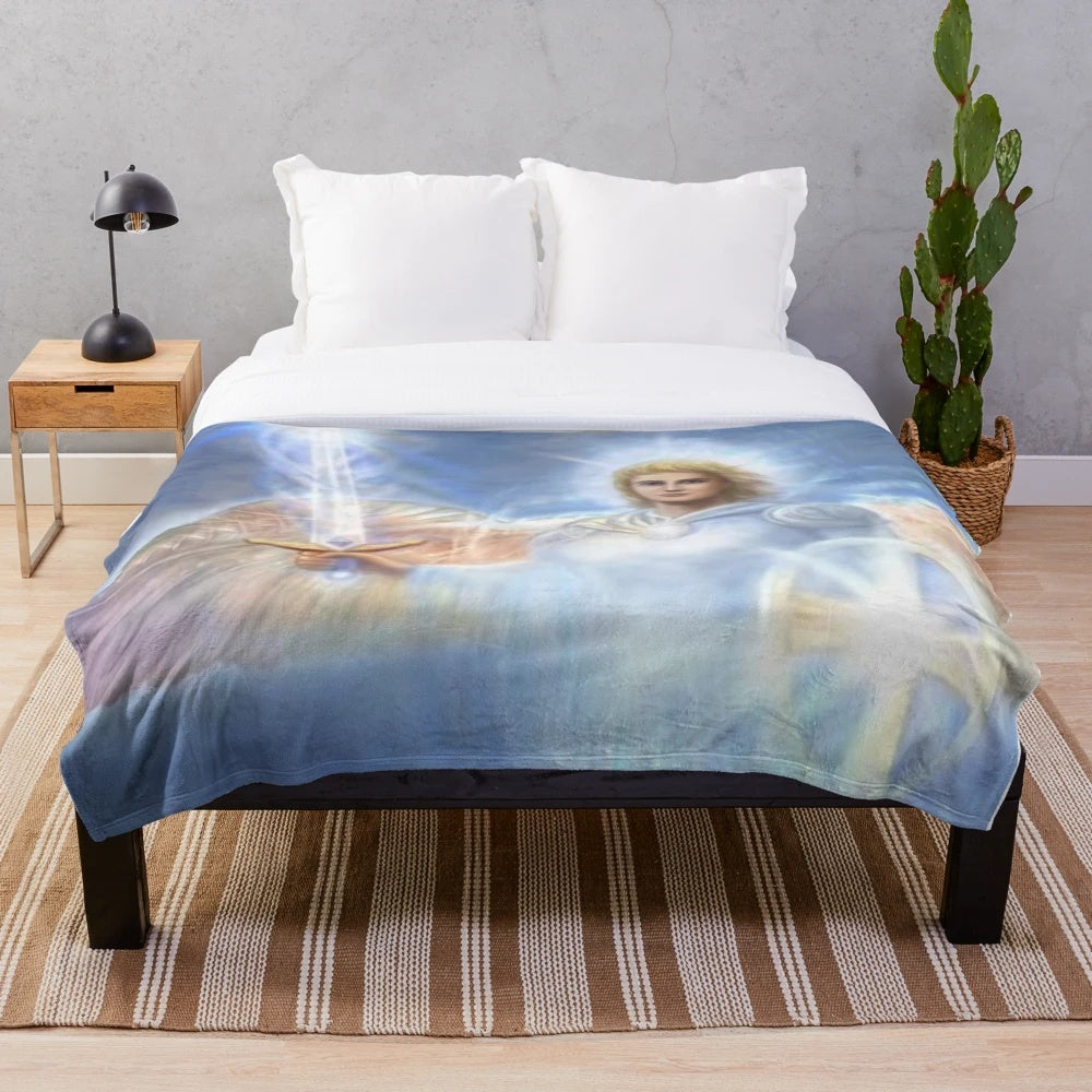 Plush blanket with image of Saint Michael the Archangel