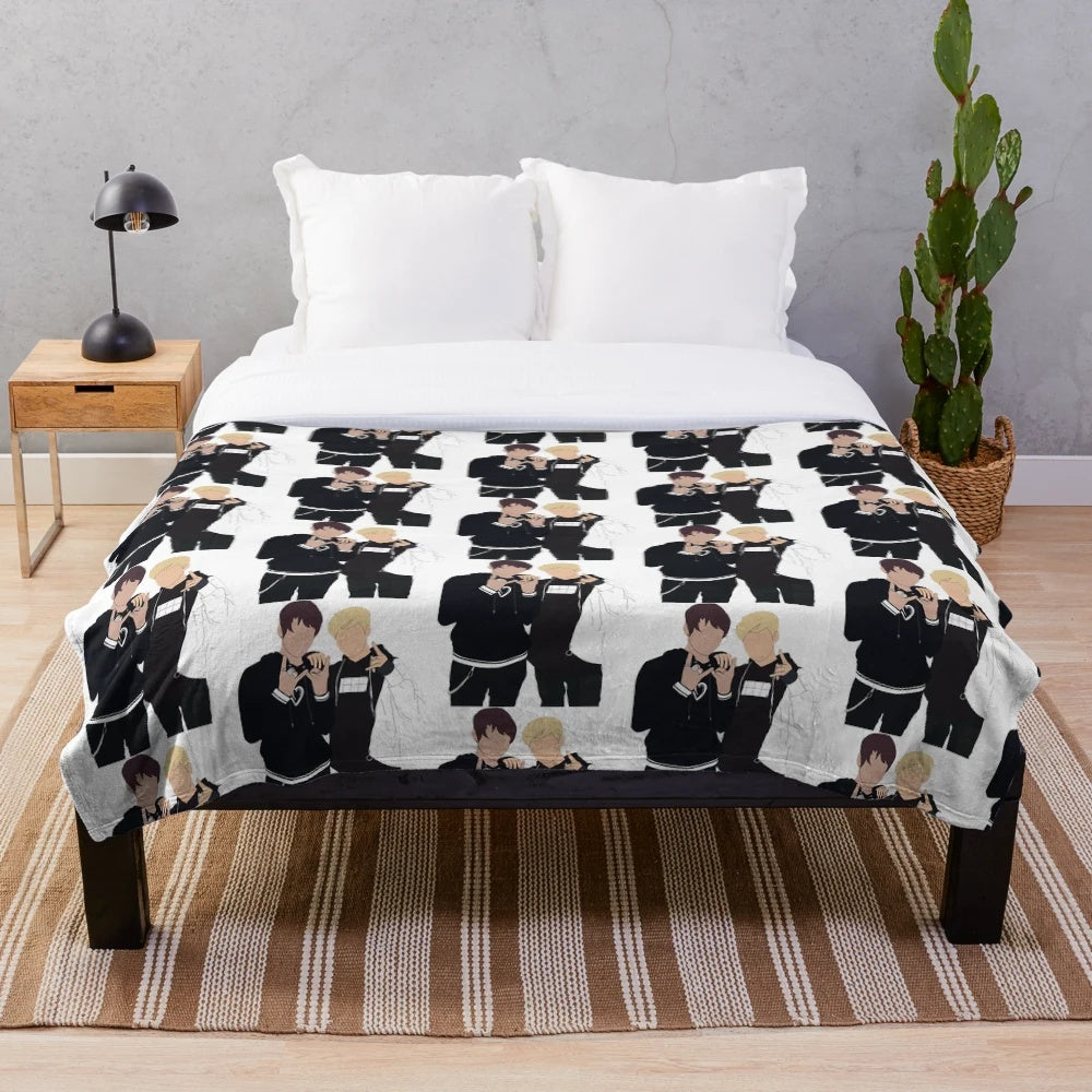 Soft and cuddly plush blanket with Sam and Colby designs