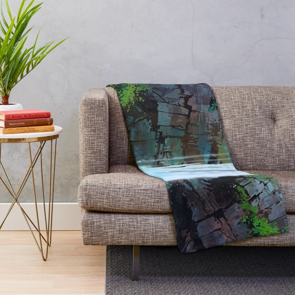 Plush blanket featuring scenic landscape of Silver Falls State Park in Oregon