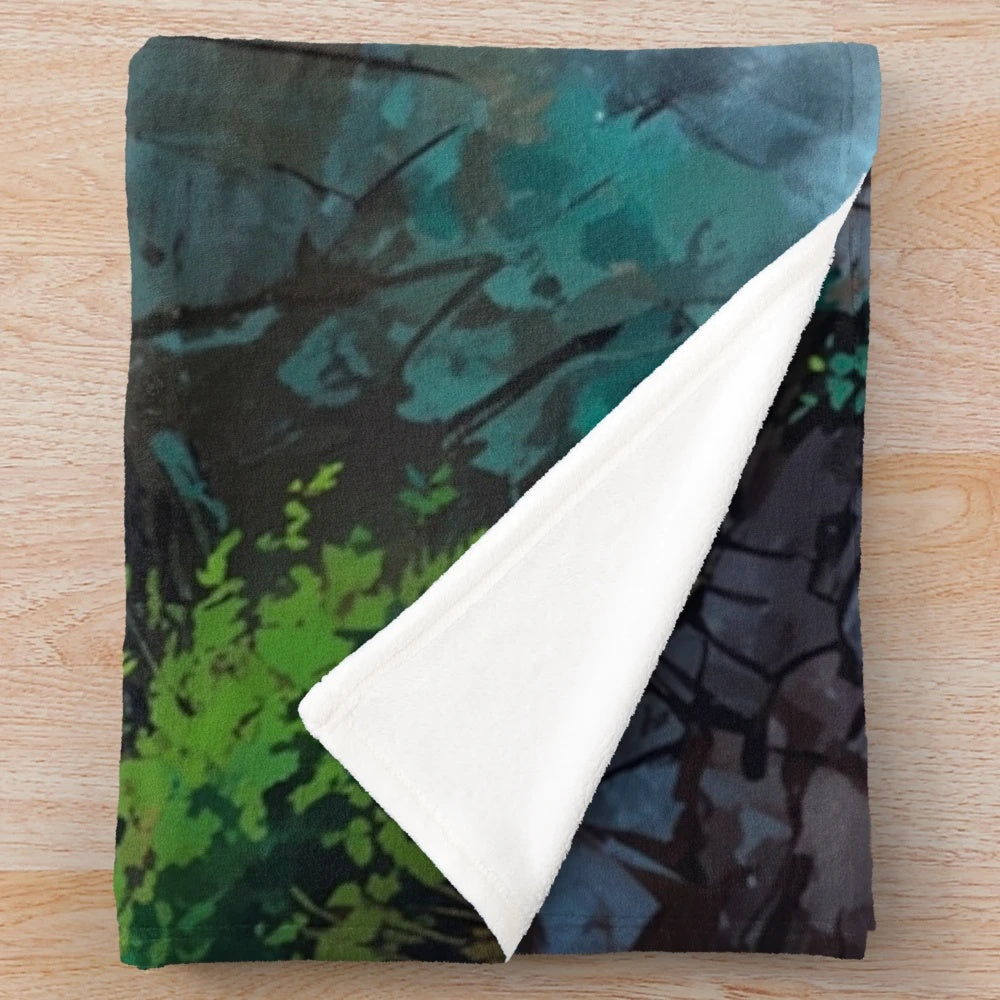 Plush blanket featuring scenic landscape of Silver Falls State Park in Oregon