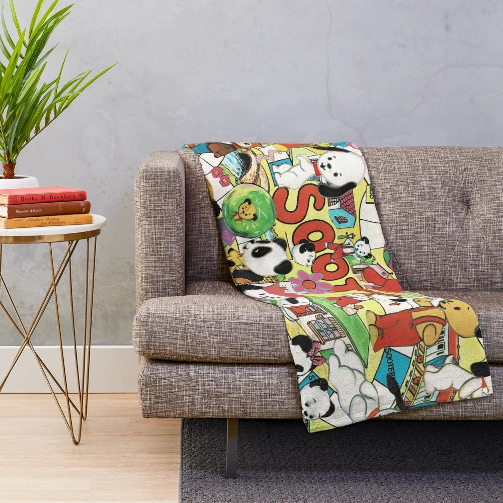 Plush blanket with Soot and Sweep cartoon characters