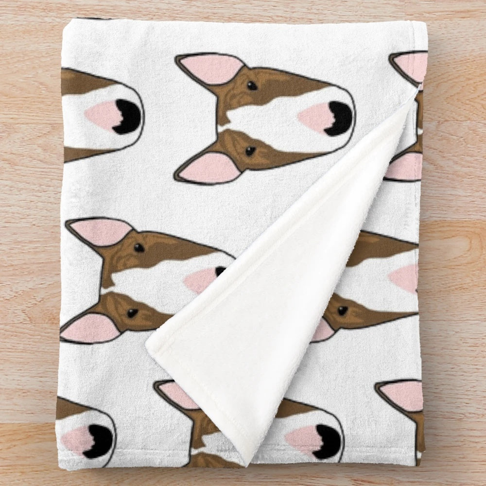Soft plush blanket with the image of an English Bull Terrier