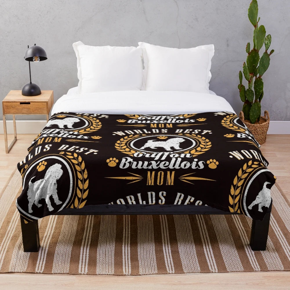 Plush blanket with the image of a Griffon Bruxellois dog breed