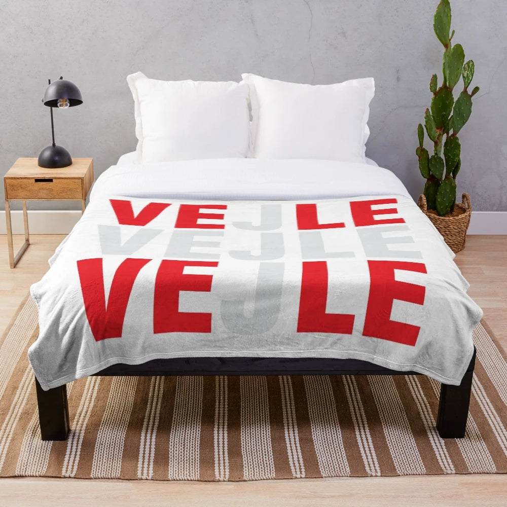 Plush blanket with the Danish flag of Vejle, Denmark
