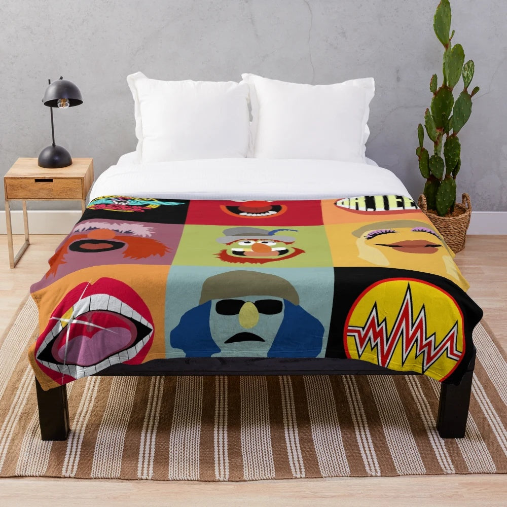 Plush blanket with The Electric Mayhem Muppets from The Muppet Show