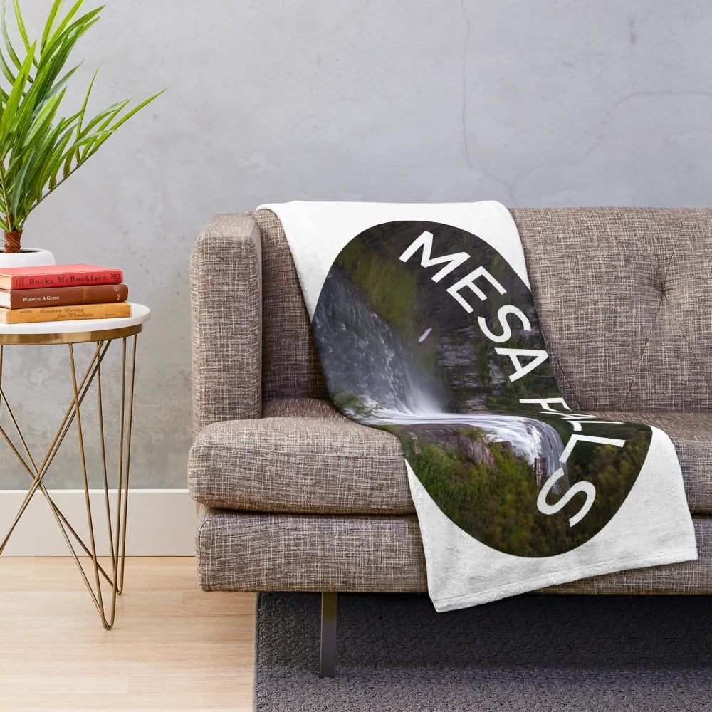 Plush blanket with image of Upper Mesa Falls in Idaho
