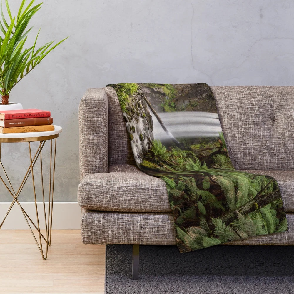 Plush blanket with a scenic image of Hopetoun Falls in the Otway Ranges, Victoria, Australia