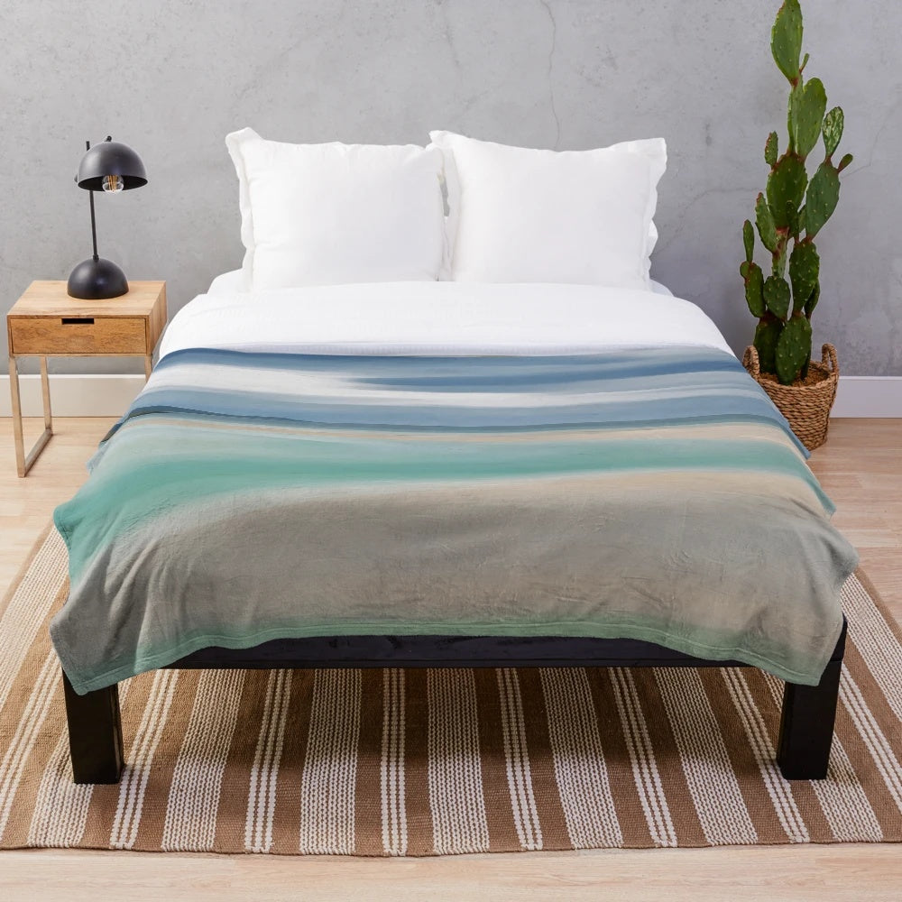 Plush blanket with an image of the beautiful Isle of Harris beach in Scotland