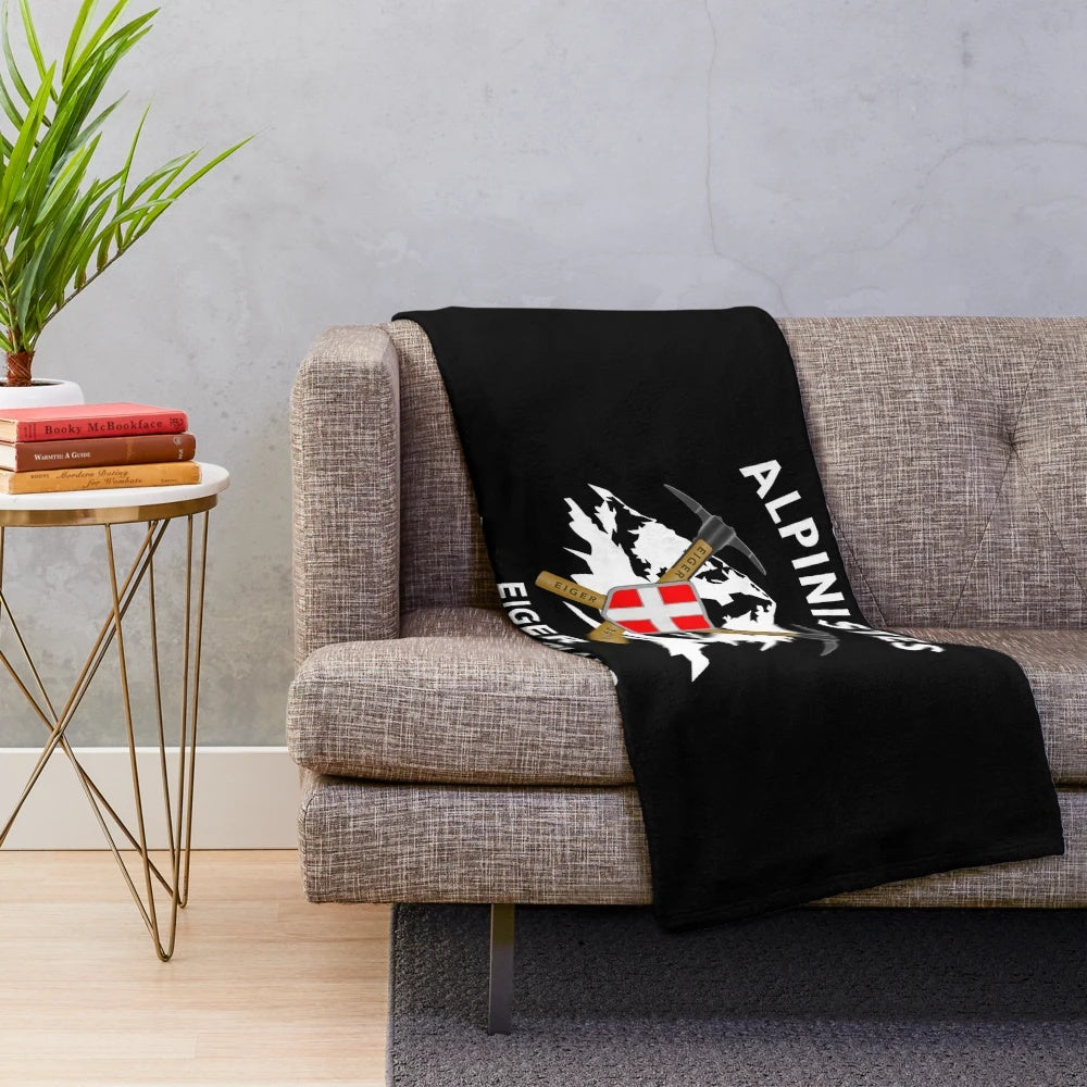 Plush blanket with scenic Swiss Alps mountain landscape