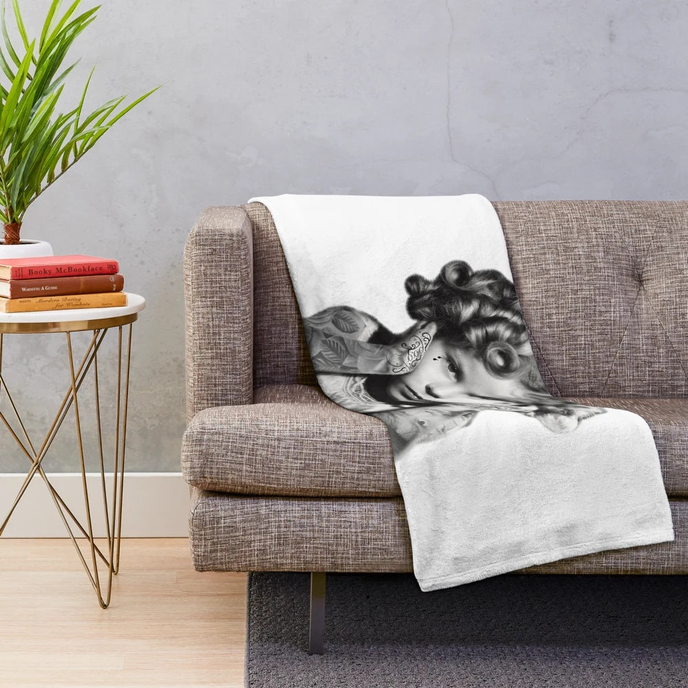 Plush blanket with vintage image of child star Shirley Temple