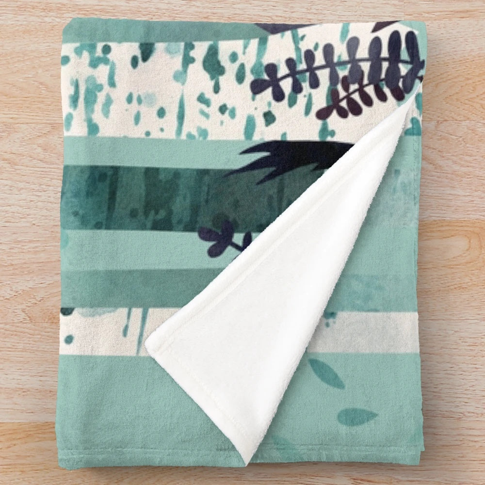 Plush blanket with watercolor forest design