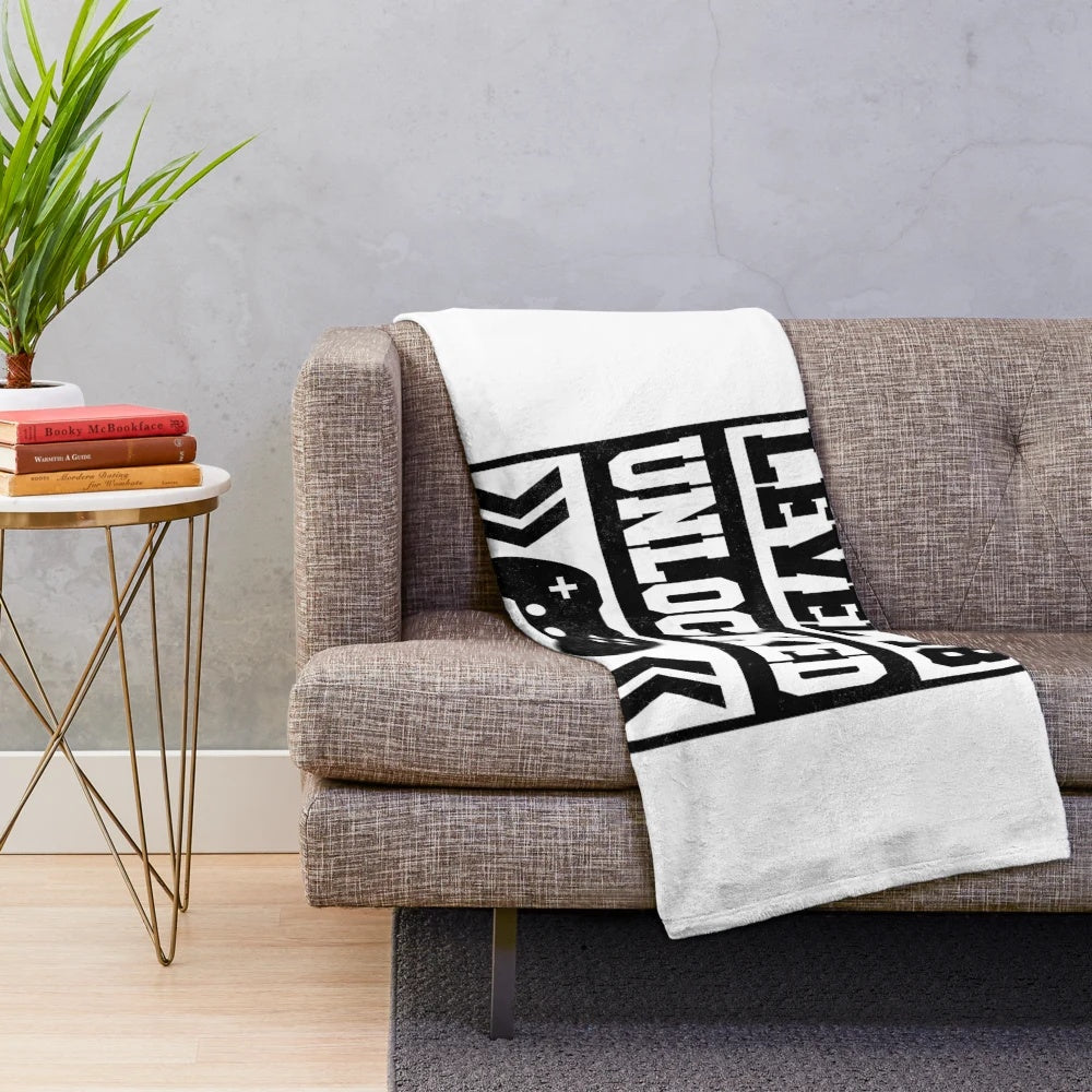 Plush gaming blanket with level up design for 18th birthday