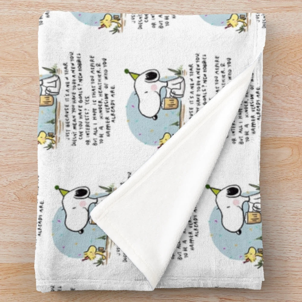 Cozy plush blanket with personal growth message