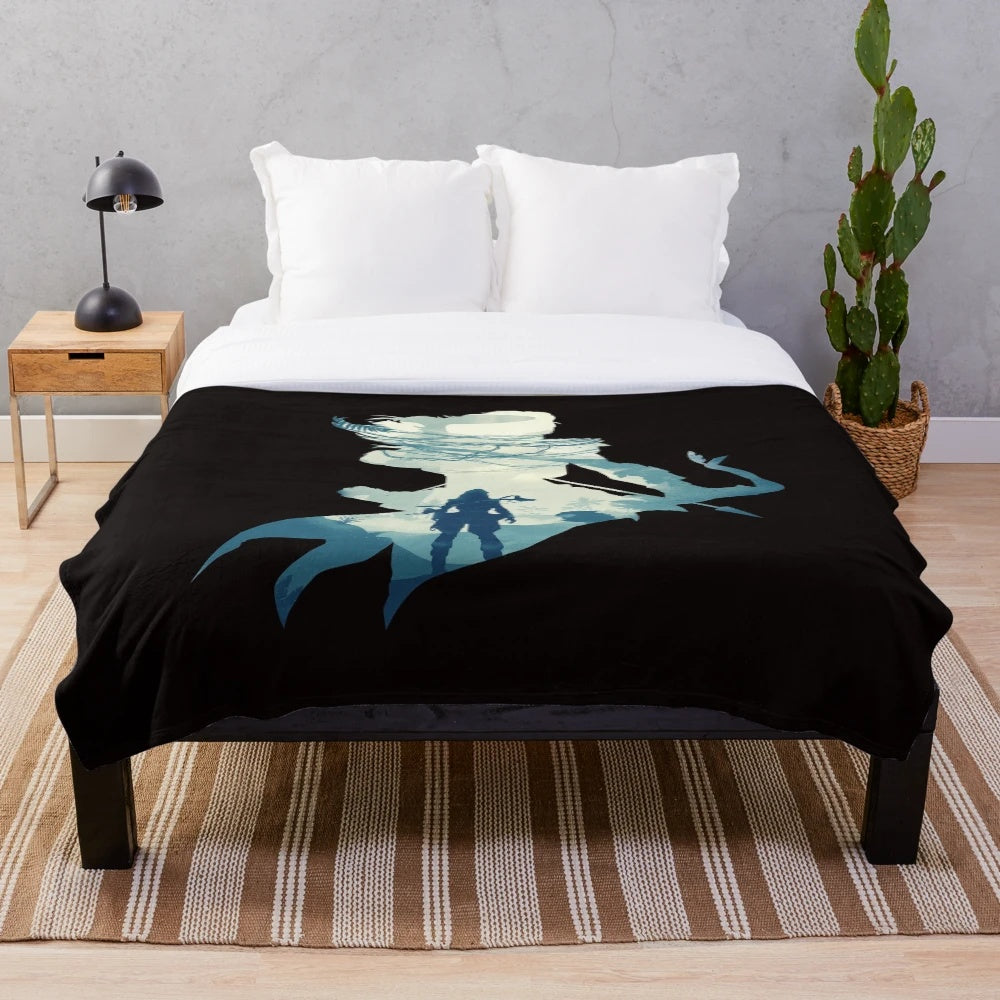 Soft, plush blanket with nature and adventure inspired design