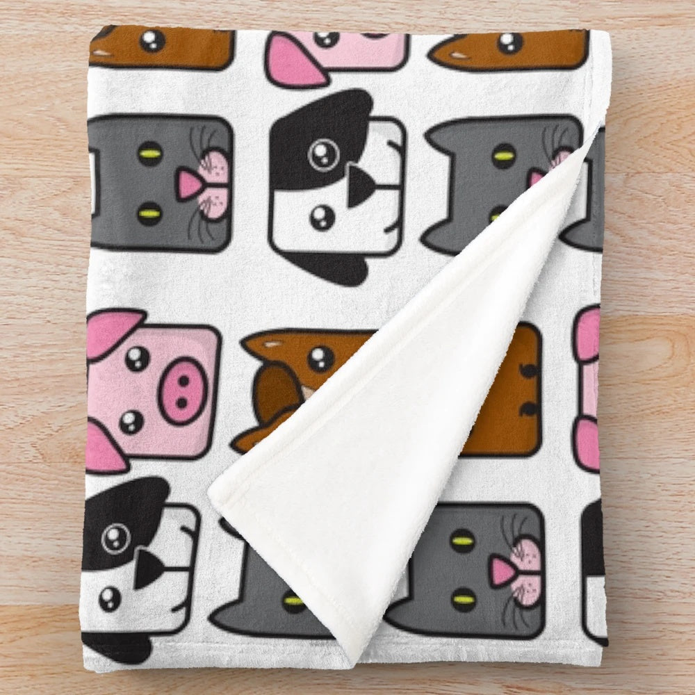 Soft and cuddly plush blanket featuring adorable animal designs