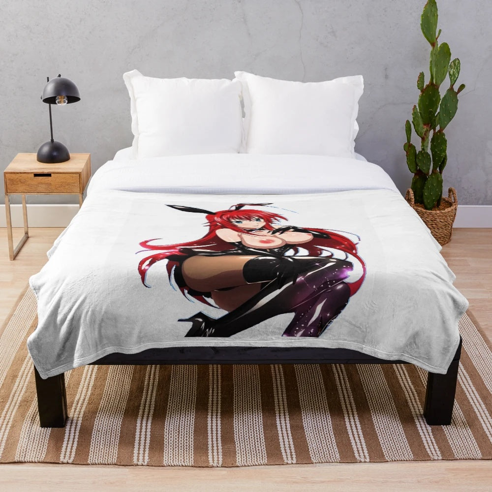 Plush blanket featuring an anime character design
