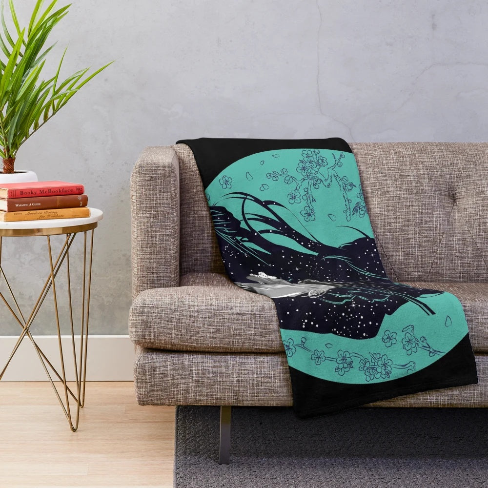 Soft plush blanket featuring anime-inspired design