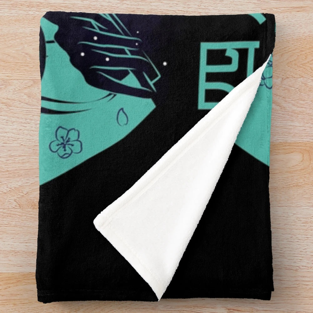 Soft plush blanket featuring anime-inspired design