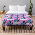 Plush blanket with an anime boy holding a ukulele design