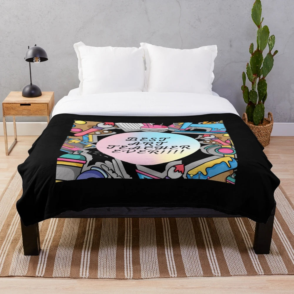 Plush blanket featuring an art teacher design