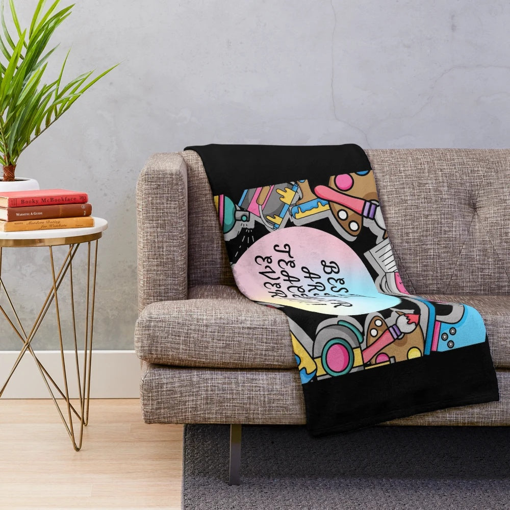 Plush blanket featuring an art teacher design