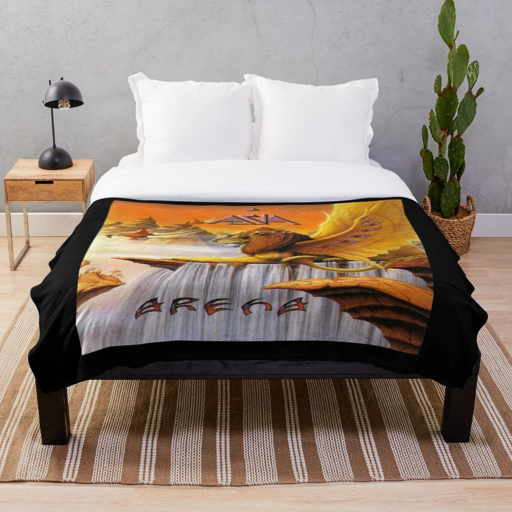 Plush blanket with Asia band logo and artwork